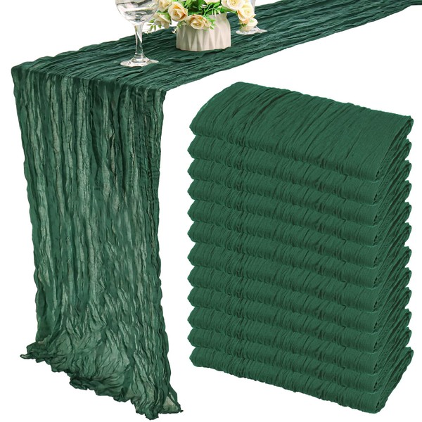 12 Pack 10Ft Cheesecloth Table Runner 35x120 Inch Boho Gauze
