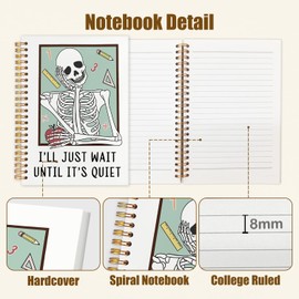 Likjad Funny Gothic Teacher Spiral Notebook Journal 5.5x8.3, Back to School Teacher Gifts Journals for Writing, Funny Gothic Skeleton Hardcover Notebooks for Note Taking