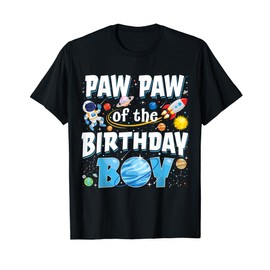 Paw Paw Of The Birthday Boy Astronaut Family Space Planets T-Shirt