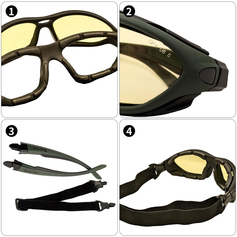 SOL PRO Powersport Sunglasses, Motorcycle Riding Safety Goggles, Night Vision,