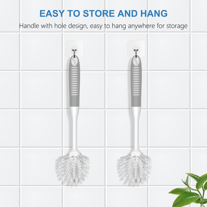 SetSail Dish Brush with Handle, 2 Pack Stiff Bristles Dish