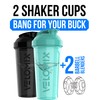 VELOMIX -2 Pack- 28 oz Protein Shaker Bottles for Protein