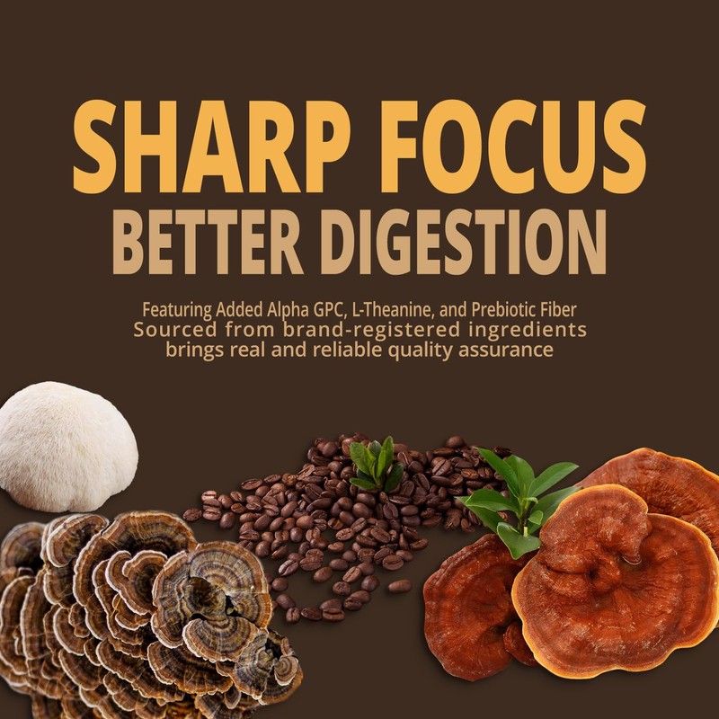 Mushroom Coffee K Cup – Focus & Gut-Health with 14-Mushrooms,