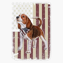 HOF Trading Beagle American Flag Bandana Patriotic 4Th of July Vinyl Sticker Waterproof Decal Laptop Wall Window Bumper Sticker 5"