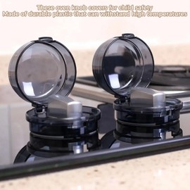 6 Baby Safety Oven Lock Covers, Gas Stove knob Covers, Household Kitchen Switch Protection Tools, Baby and Child Protectors (Black)