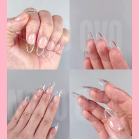 NOVO OVO Medium Oval Nail Tips Extra Thick Press on No C Curve, Klar Nagelspitzen künstliche Nagelverlängerung vollständige Abdeckung Nägel Acryl, Maniküre Salon DIY x 14 Größen, 224 Stück