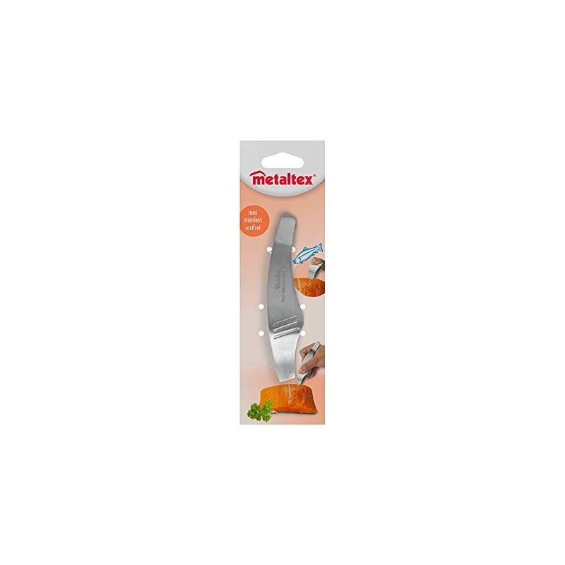Metaltex Fish Bone Tongs of Stainless Steel, Silver