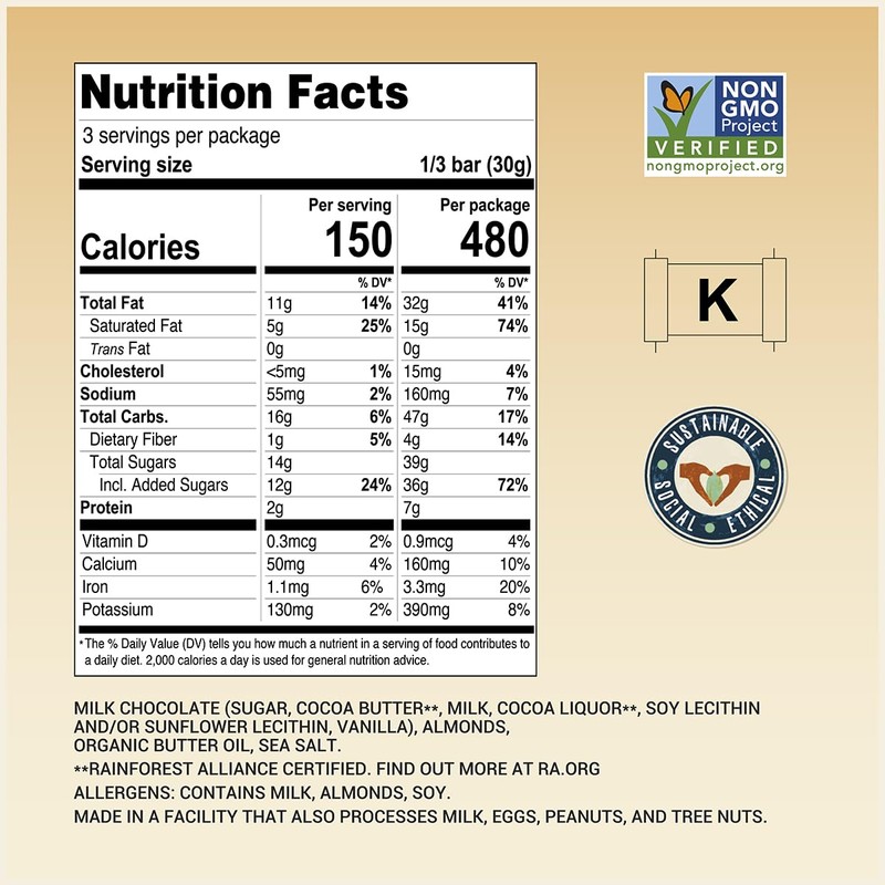 Chocolove Almond & Sea Salt Milk Chocolate Bars | 33%