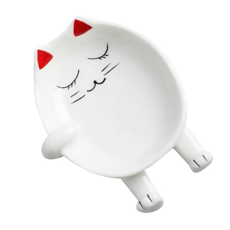 Lurrose Ceramic Cat Spoon Rest, Ceramic Spoon Holder Cat Kitchen