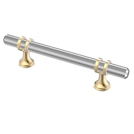 Alzassbg 10 Pack Satin Nickel and Gold Cabinet Pulls, 3-3/4 Inch(96mm) Hole Centers Kitchen Hardware Knurled Cabinet Handles for Cabinets and Drawers AL3087KGP-BSN