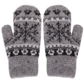 Winter Soft Womens Black Mittens & Gloves Set, Black/Grey