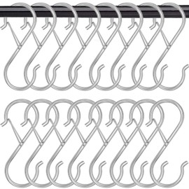 Waitkey 16 Pack S Hooks for Hanging, 3.5 inch Heavy Duty S Hooks with Safety Buckle S Shaped Hooks Kitchen Pot Rack Hooks Closet Hooks for Hanging Plants, Clothes, Kitchen Utensil, Bags (Silver)