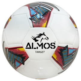 Almos Target - Balón de fútbol para club, ligas, entrenamiento, rendimiento de partidos, fútbol interior y exterior, adecuado para césped y Astro | 32 paneles, vejiga de goma | FIFA Basic Level Ball