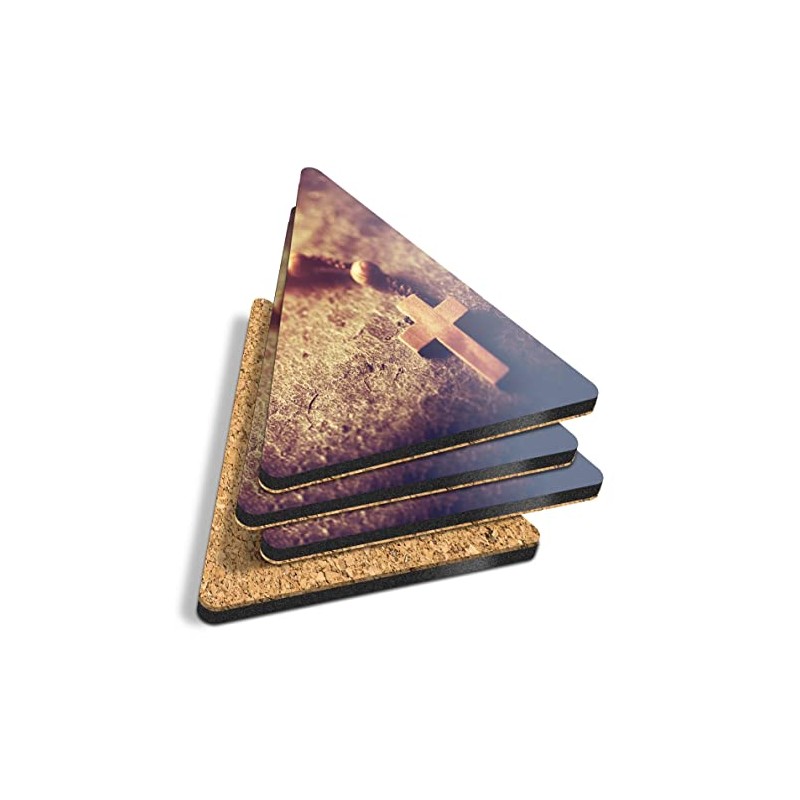 4 x Triangle Coasters - Christian Religion Catholic faith Cross