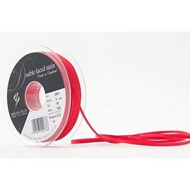 Berisfords Double Faced Satin Ribbon, Red, 3 mm Width, 100 metre Length