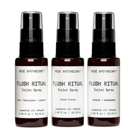 Muse Apothecary Flush Ritual - Aromatic & Refreshing Toilet Spray, Use Before You Go, Infused with Natural Essential Oils - Travel Size Mini Collection, 0.45 oz, 3 Pack
