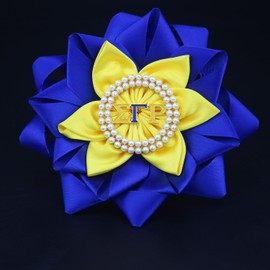 5.1" Pearl Sigmaa Gamma Rho Corsage for Women 1922 SGRho Gift SGR Flower Brooch Pin Greek Sorority Paraphernalia Gift for Sisterhood Soror, 5.1", Pearl, pearl