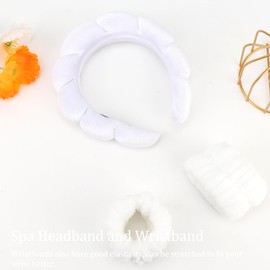 DRESHOW Spa Headband for Washing Face Wristband Set Sponge Soft Terry Cloth Makeup Skin Care Non-Slip Headband for Women