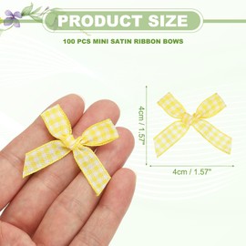 PATIKIL 1.5 Inch Mini Satin Ribbon Bows, 100 Pcs Bowknot Flowers DIY Craft Ribbon Bow Appliques for Gifts Sewing Scrapbooking Decor Wedding Graduation, Yellow