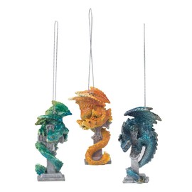 Gallerie II Graveyard Dragon Christmas Xmas Ornament Assortment of 3 A/3 Decor Christmas Tree Decoration Green