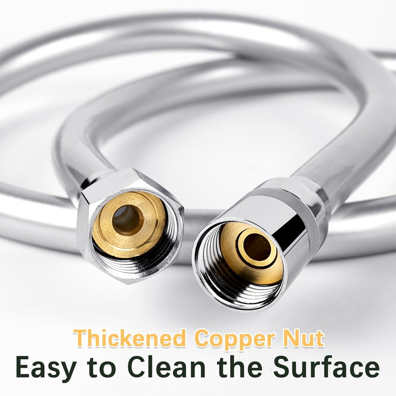 LEEFE PVC Smooth Shower Hose Flexible Anti-Kink Handheld Shower Head