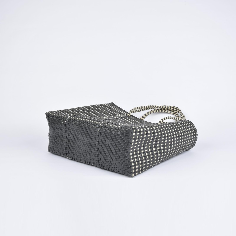 [Uniqute] Mercado Bag, Large, Mexico, Handmade, Kingham_Black x Cream