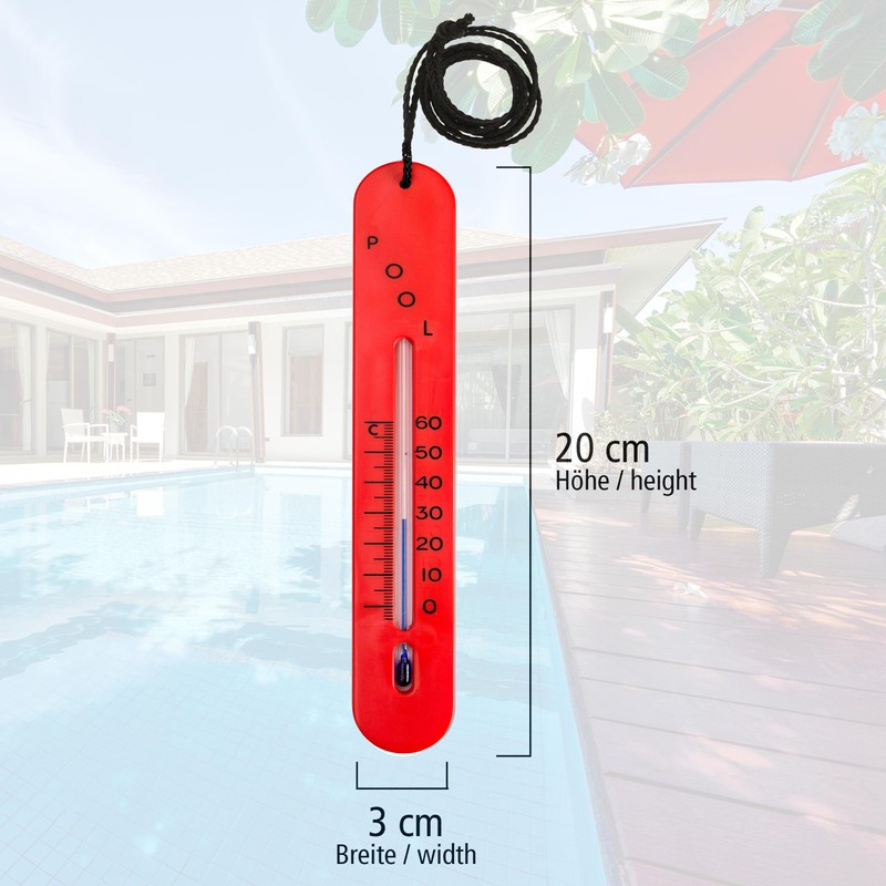 Lantelme Sinking Pool Thermometer with String - Analogue Thermometer in