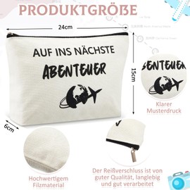 Patelai Reise Geschenkset Enthalten auf Ins Nächste Abenteuer Kosmetiktasche Reise Armband mit Kompass Anhänger Glücksbringer Schlüsselanhänger und Grußkarte für Reisende Geschenke für Auslandsjahr