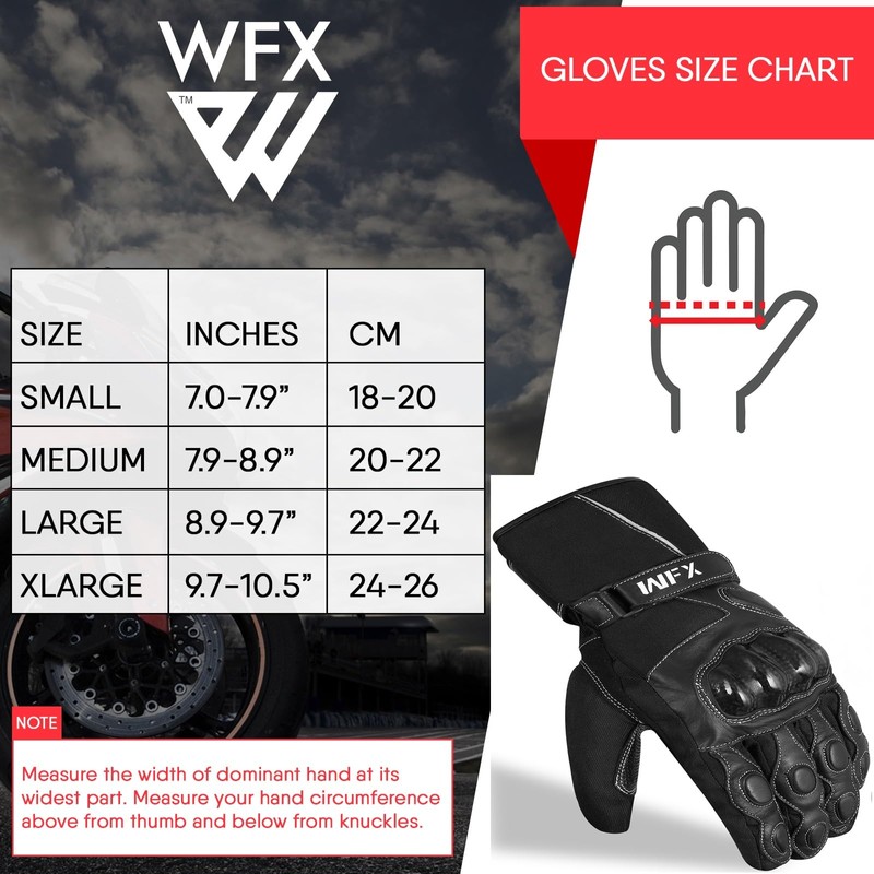 WFX Leather Motorbike Motorcycle Gloves Touchscreen Hard Knuckles Gloves Heavy