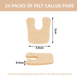 QIYUDA 24 Pieces Callus Pads for Bottom of Foot, Adhesive Horseshoe Callus Cushions for Feet