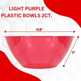 Red Plastic Serving Bowls Set of 2, Reusable Round Bowls for Salad Popcorn Snacks Pasta Dish Soup Candy Fruit, Kitchen & Party Use Containers 7x11.25-Inch w/Snoep in Beperkte Oplage