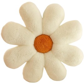 OUKEYI 15.7In/40cm Daisy Flower Pillow, Cute Flower Shaped Floor Pillows Cushions Decorative Throw Pillows Plush Pillows for Girls Bedroom Room Bed Decor (white)