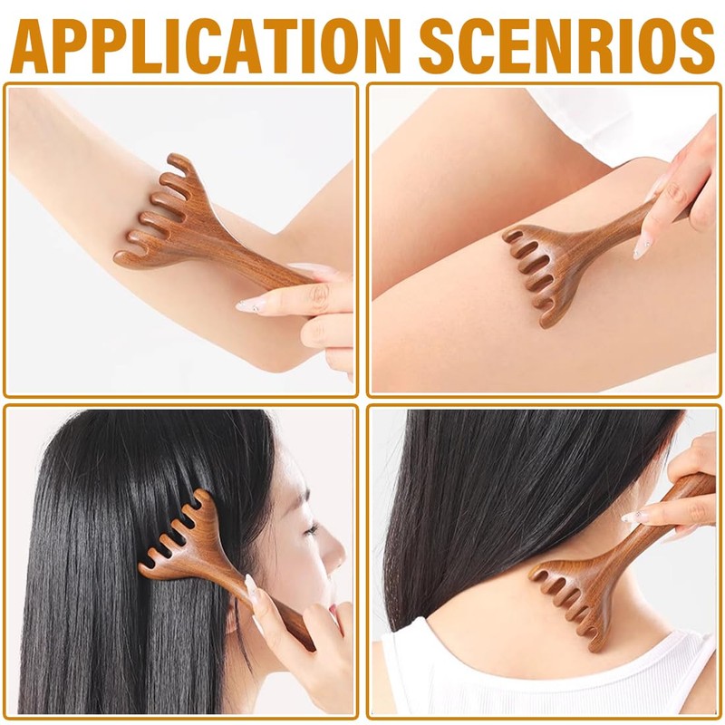 Wooden Comb, Pack of 2 Wooden Combs, Coarse Wide Comb