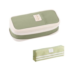 MUEEAD 1 Piece of Expandable & Simple Pencil Case, Large-Capacity, Handheld Portable Stationery Bag, Multi-Layer Storage (Green)