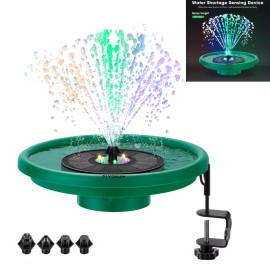 VIVOSUN 8" Solar Colorful Bird Bath, Solar Powered Pond Fountain Set 120-220L/H