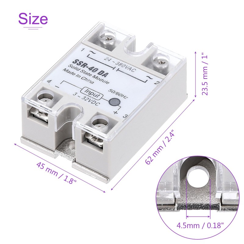 DMiotech SSR-40DA 3-32V DC Input to 24-380V AC Output Single