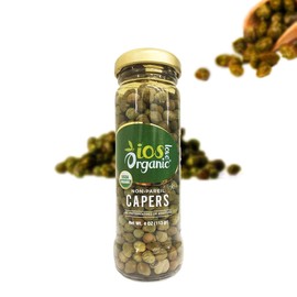 IOS Organic Non-Pareil Capers in Sea Salt, USDA Organic, Vegan, Non-GMO- 4Oz (6Packs)