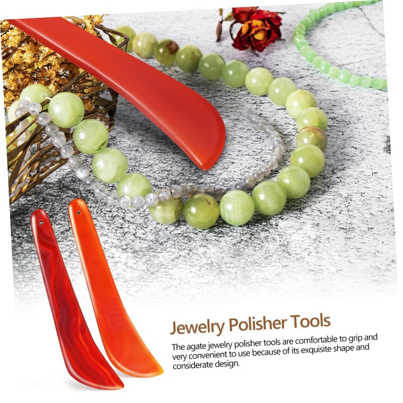 jojofuny 2Pcs Agate Jewelry Polisher Ring Burnisher Tools for Polishing