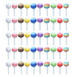 ibasenice Mini Rainbow Swirl Lollipop 50pcs Mix Colors Tiny 3D Lollipop Candy Miniature Lollipop Nail Art Charm Decorations Dollhouse Sweet Ornament Random Color