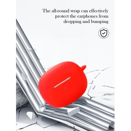 Case for SHOKZ OpenDots ONE Earbuds,Soft Protective,BOVUGAC Silicone Case Cover with Keychain & Cleaning Kit & Lanyard for SHOKZ OpenDots ONE Accessories-Red