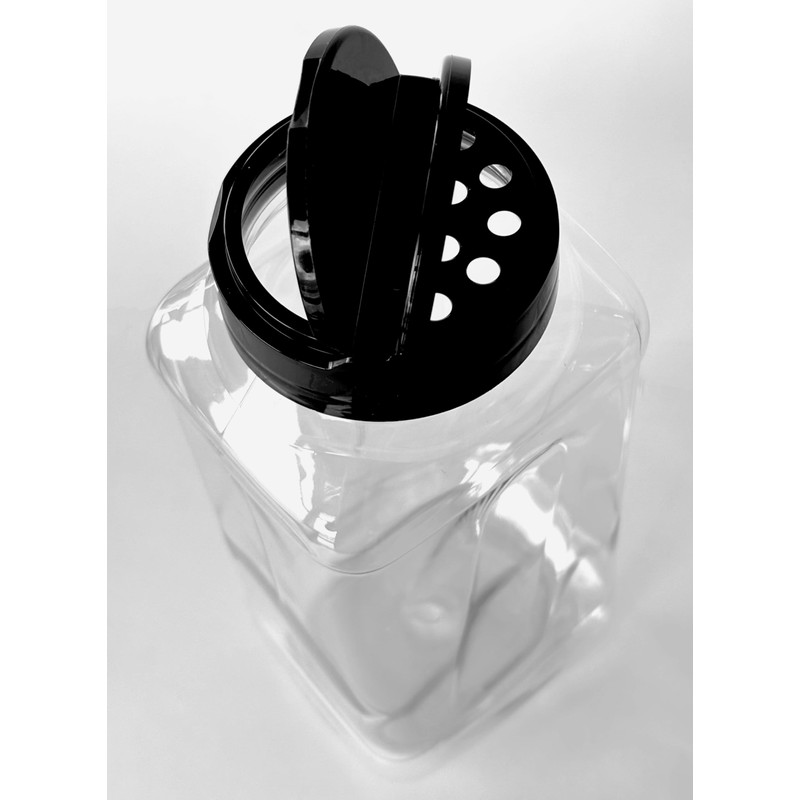 6 Pack 32oz Plastic PET Spice Jars with Black Dual