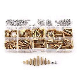 ARCELI M3 真鍮 六角柱 スタンドオフ スペーサー スクリューナット 詰め合わせキット ボックス付き 300個