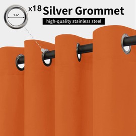 Easy-Going Outdoor Curtains Waterproof Windproof Weatherproof Curtain for Patio, Cabana, Porch, Pergola and Gazebo, Grommet Top and Tab Bottom Drape, 1panel, 150x96 inch, Orange