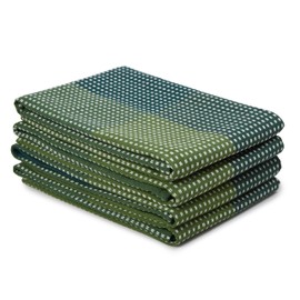 Encasa Cotton Kitchen Towel Set - Super Absorbent 70x45 cm Tea Towels & Dish Cloths for Washing Up, Drying Dishes, and Cleaning - Ultra Soft and Durable - Pack of 4 - Green