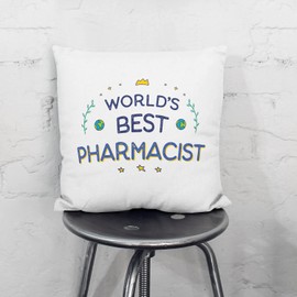 MUGFFINS PHARMACIST Cushion Padding included - in English - World's Best - Funny gift - Pillow: cover and filling 15.7x15.7 inches
