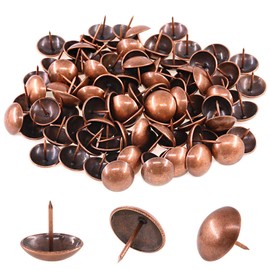 Keadic 100Pcs 1" (25mm) Antique Upholstery Tacks Furniture Nails Pins Assortment Kit for Upholstered Furniture Cork Board or DIY Projects - Red Copper