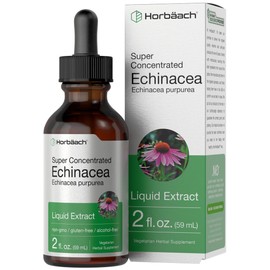 Horbaach Echinacea Drops Herb Tincture | 2 fl oz | Super Concentrated Root Extract | Alcohol Free Liquid | Vegetarian, Non-GMO & Gluten Free Supplement