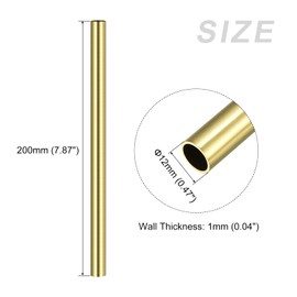 METALLIXITY Brass Tube 12mm Outside Diameter x 1mm Wall Thickness x 200mm Length Straight Tube for Home Furnishing Machinery DIY Handicrafts