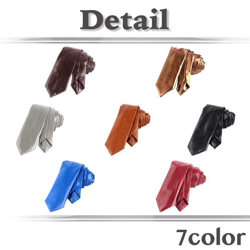 White Fang NC099 Men's Leather Necktie, Solid Color, Business, Elegant,