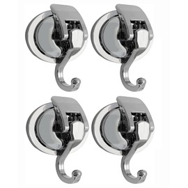 YSSILADI Suction Cup Hooks Heavy Duty Vacuum Suction Shower Hooks Glass Suction Cup Hooks Bathroom Robe Hooks Reusable, No Hole Punched, for Garland Decoration (Silver, 4 Pack)